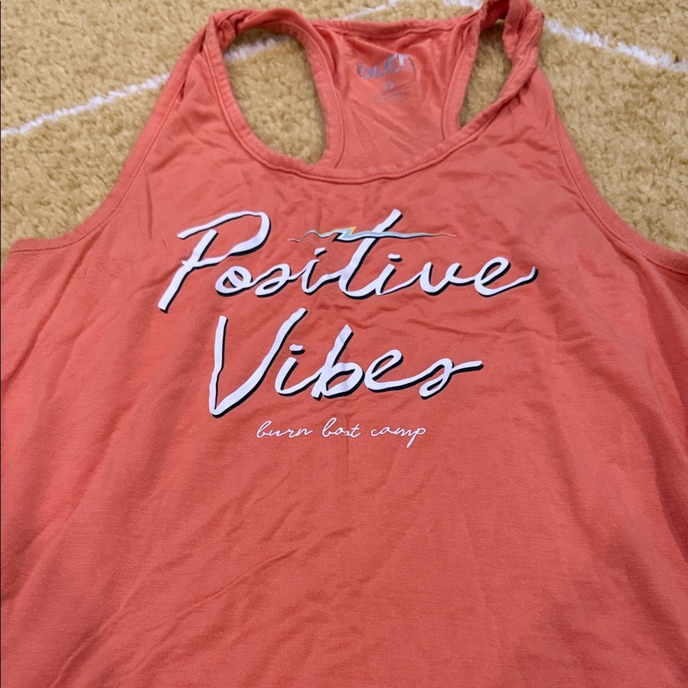 Vibrant Coral Positive Vibes Tank Top